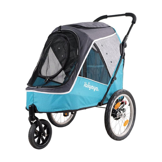 Ibiyaya Happy Pet Trailer & Jogger with Bicycle Attachment 2.0 – Blue Stroller Ibiyaya Blue