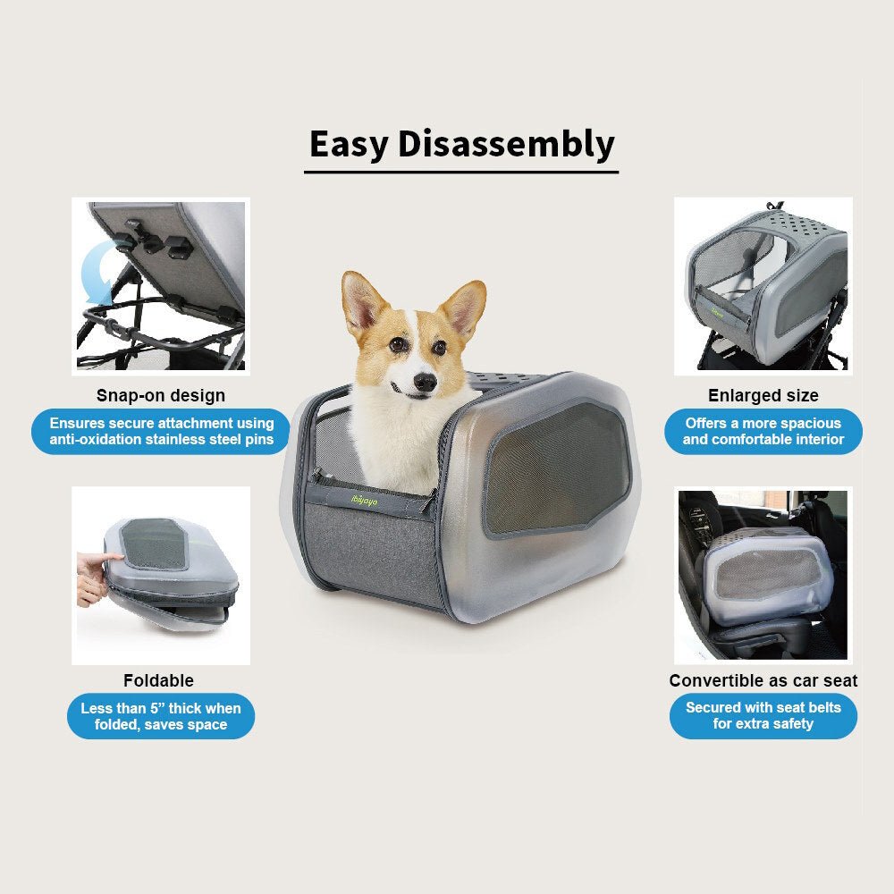Ibiyaya NeoRider Multi-purpose Detachable Pet Stroller – Silver Mist pet stroller Ibiyaya