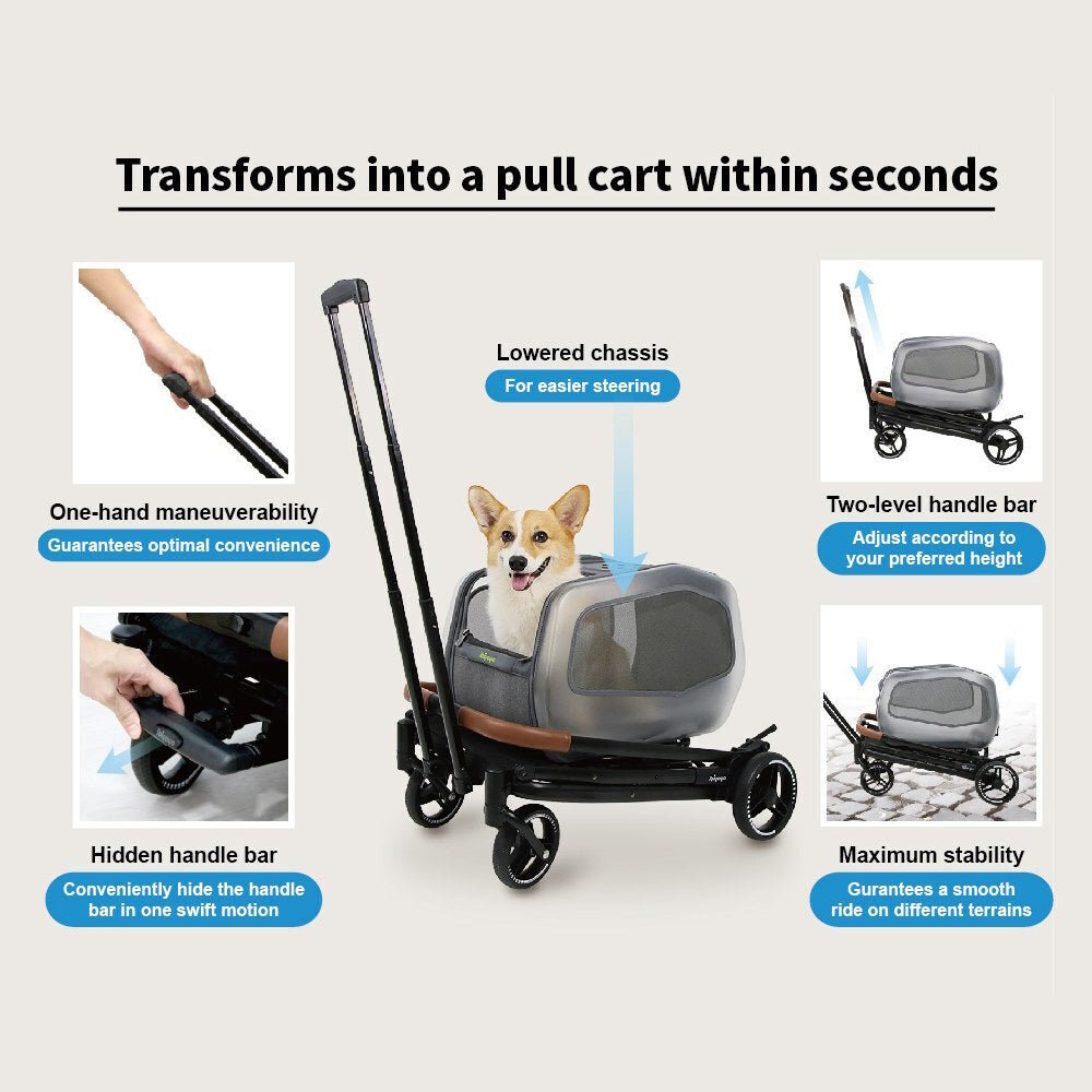 Ibiyaya NeoRider Multi-purpose Detachable Pet Stroller – Silver Mist pet stroller Ibiyaya