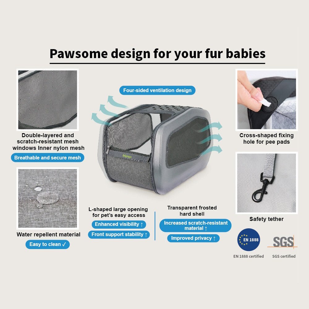 Ibiyaya NeoRider Multi-purpose Detachable Pet Stroller – Silver Mist pet stroller Ibiyaya