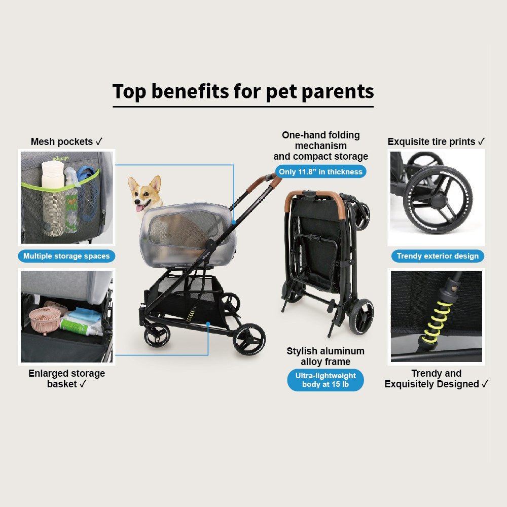 Ibiyaya NeoRider Multi-purpose Detachable Pet Stroller – Silver Mist pet stroller Ibiyaya
