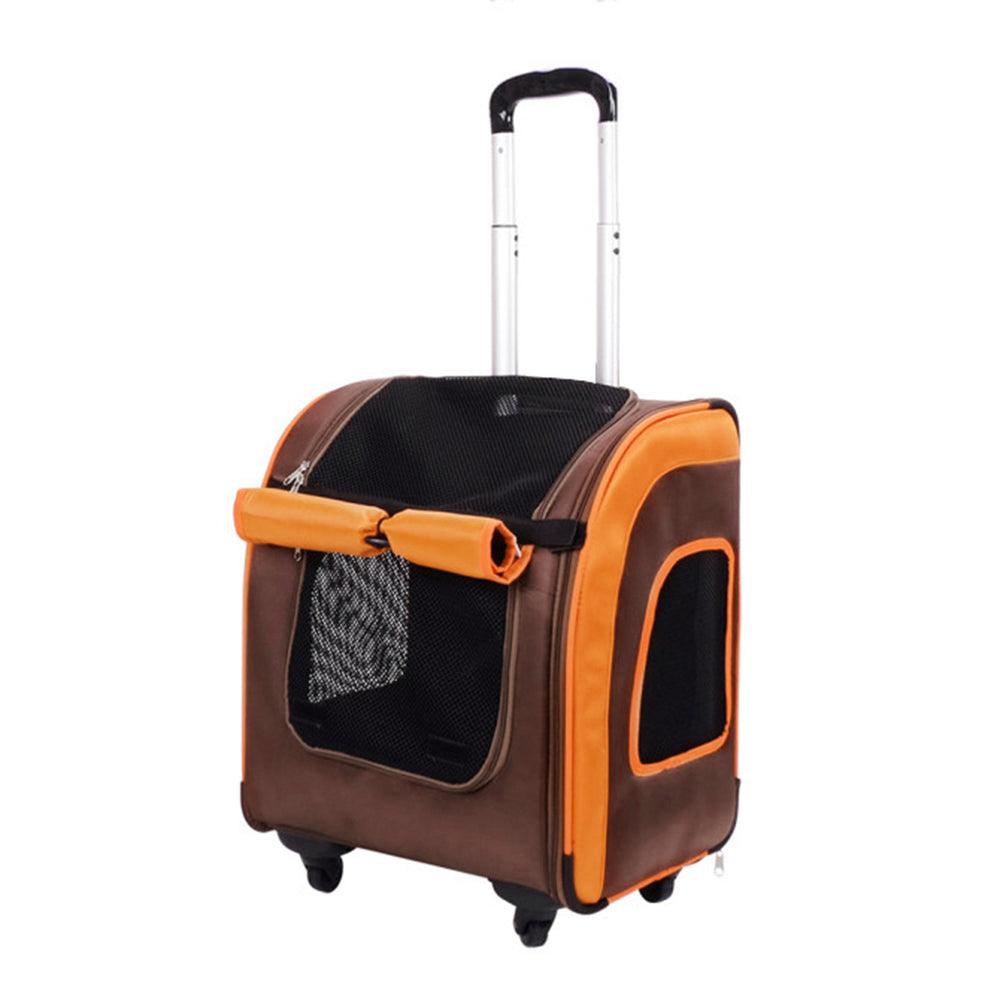 Ibiyaya New Liso Backpack Parallel Transport Pet Trolley- Orange/Brown Pet Carrier Ibiyaya Orange and Brown
