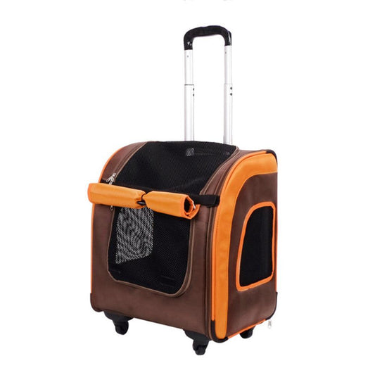 Ibiyaya New Liso Backpack Parallel Transport Pet Trolley- Orange/Brown Pet Carrier Ibiyaya Orange and Brown