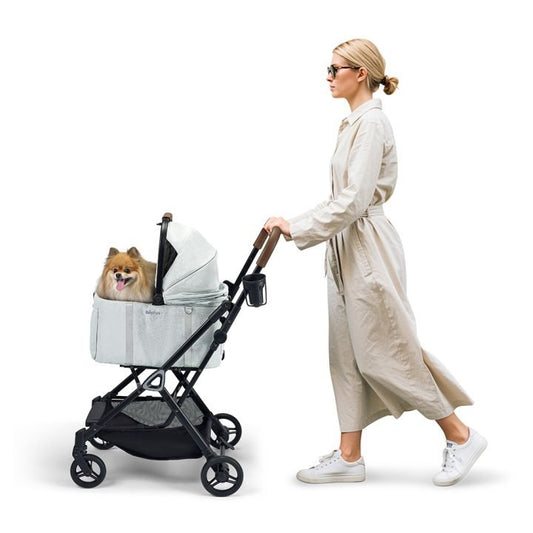 Ibiyaya Tinker Small Detach Pet Stroller Silver Gry pet stroller Ibiyaya Grey