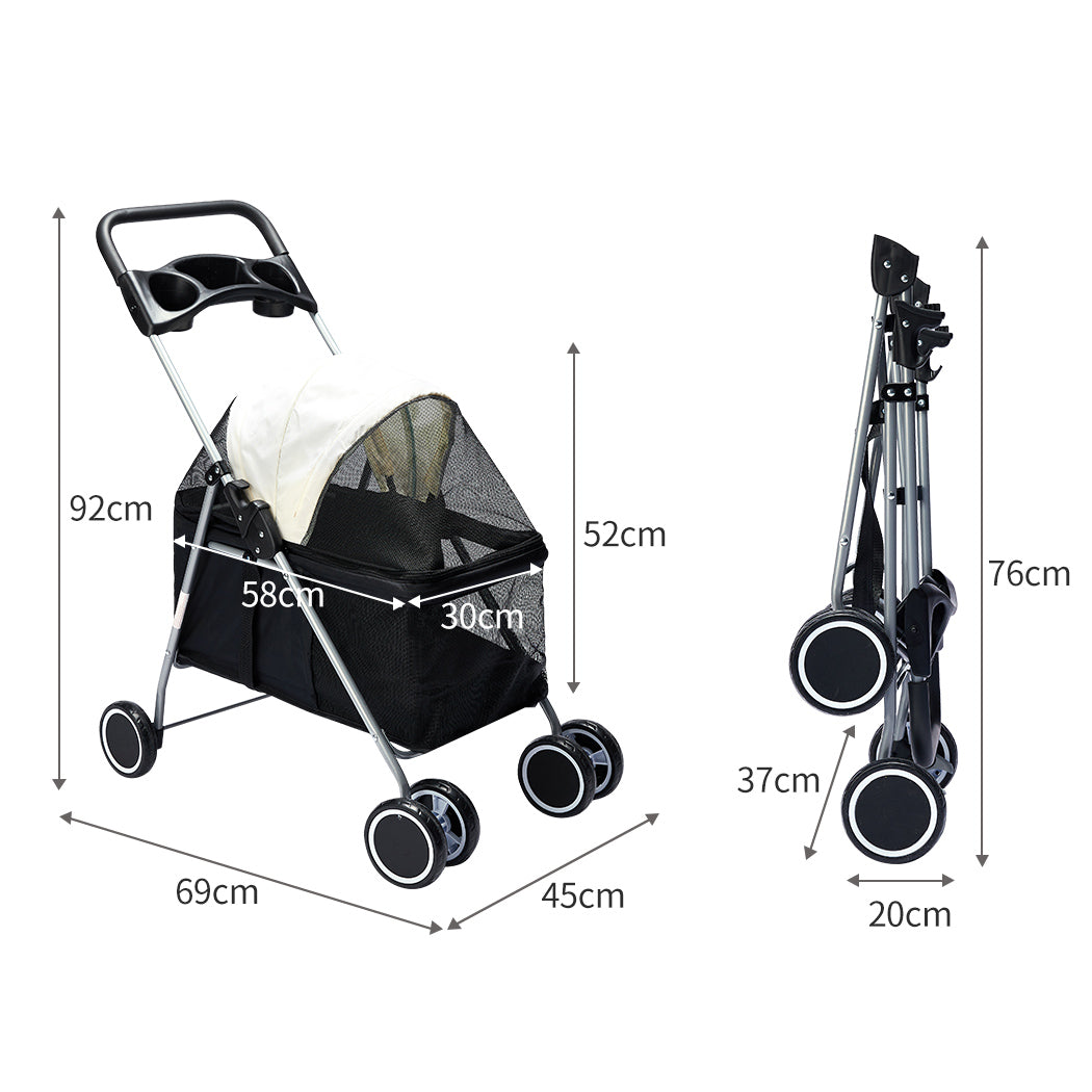 PaWz Large 3-in-1 Pet Stroller & Carrier – Black pet stroller PaWz