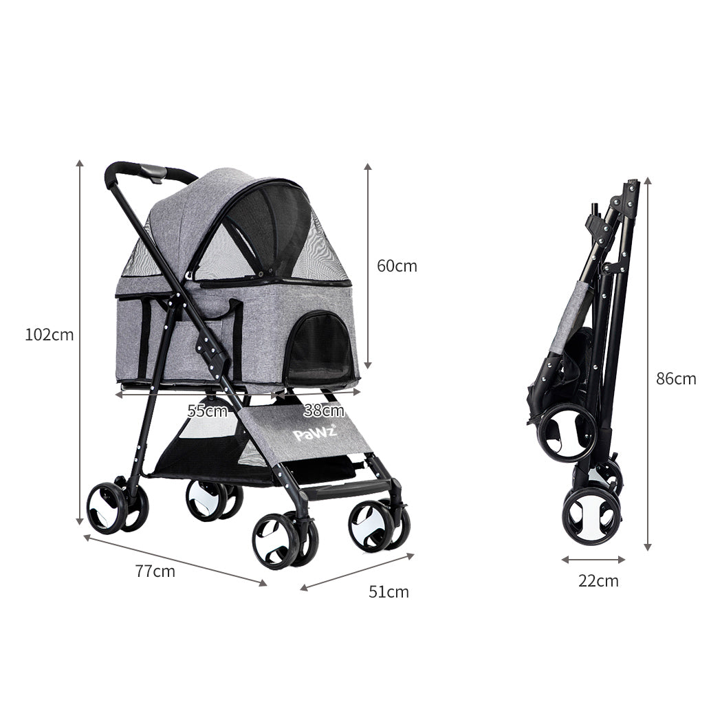PaWz Large Pet Stroller Dog Cat Travel Grey pet stroller PaWz