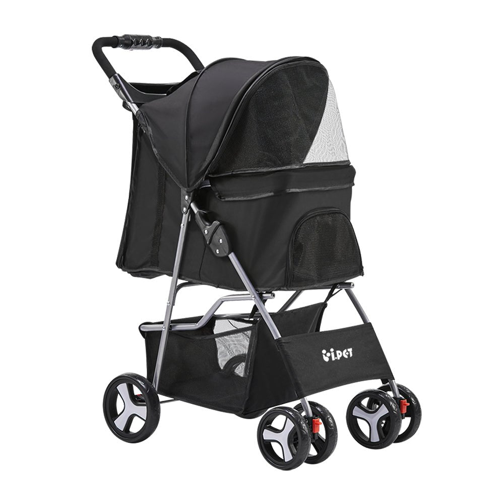 i.Pet 4 Wheel Pet Stroller - Black pet stroller ipet