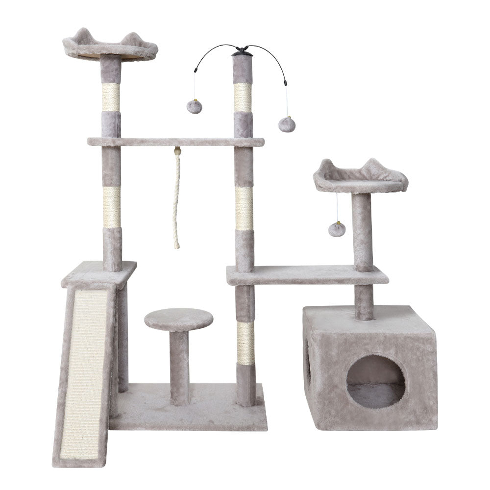 i.Pet Cat Tree 135cm Tower Scratching Post Scratcher Wood Condo House Toys Grey Pet Care > Cat Supplies > Cat Scratching Posts Ipet