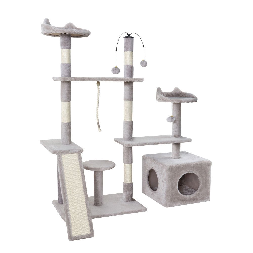 i.Pet Cat Tree 135cm Tower Scratching Post Scratcher Wood Condo House Toys Grey Pet Care > Cat Supplies > Cat Scratching Posts Ipet