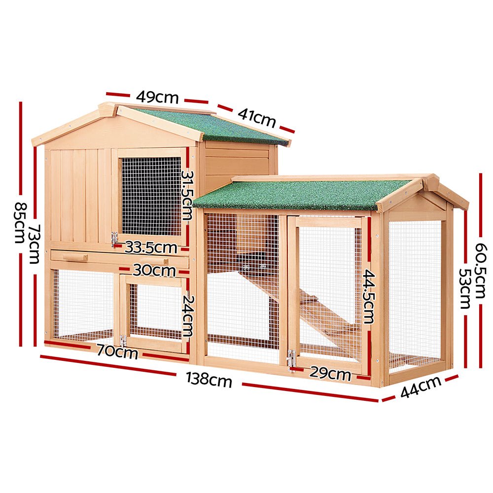 i.Pet Chicken Coop Rabbit Hutch 138cm x 44cm x 85cm Large House Run Cage Wooden Outdoor Pet Care > Coops & Hutches > Small Animal Habitats & Cages Woofy and Whiskers