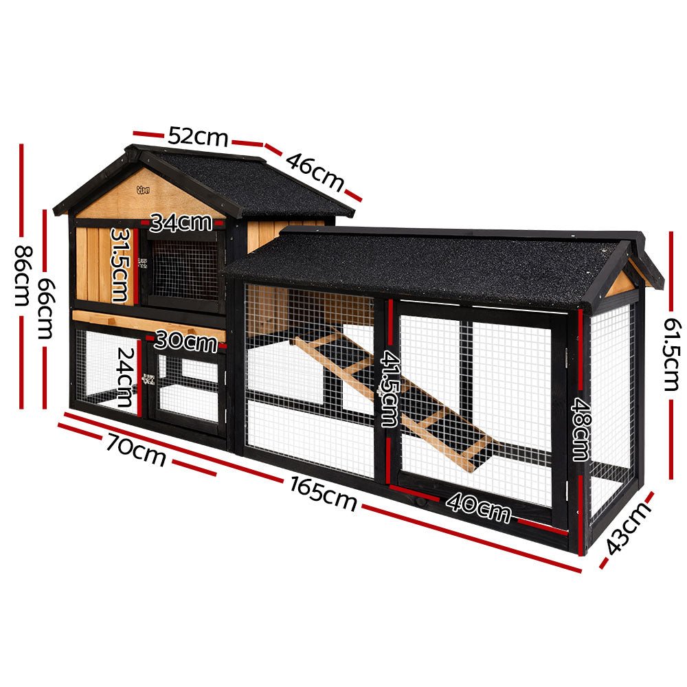 i.Pet Chicken Coop Rabbit Hutch 165cm x 43cm x 86cm Extra Large Run House Cage Wooden Outdoor Pet Care > Coops & Hutches > Small Animal Habitats & Cages Woofy and Whiskers