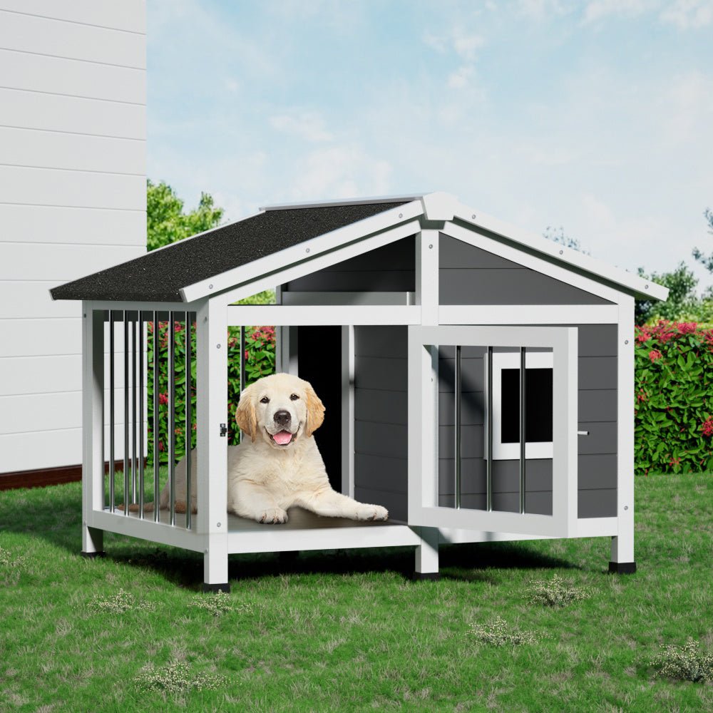 i.Pet Large Wooden Dog House | Indoor Outdoor Puppy Kennel & Cabin Wooden Dog Kennel ipet
