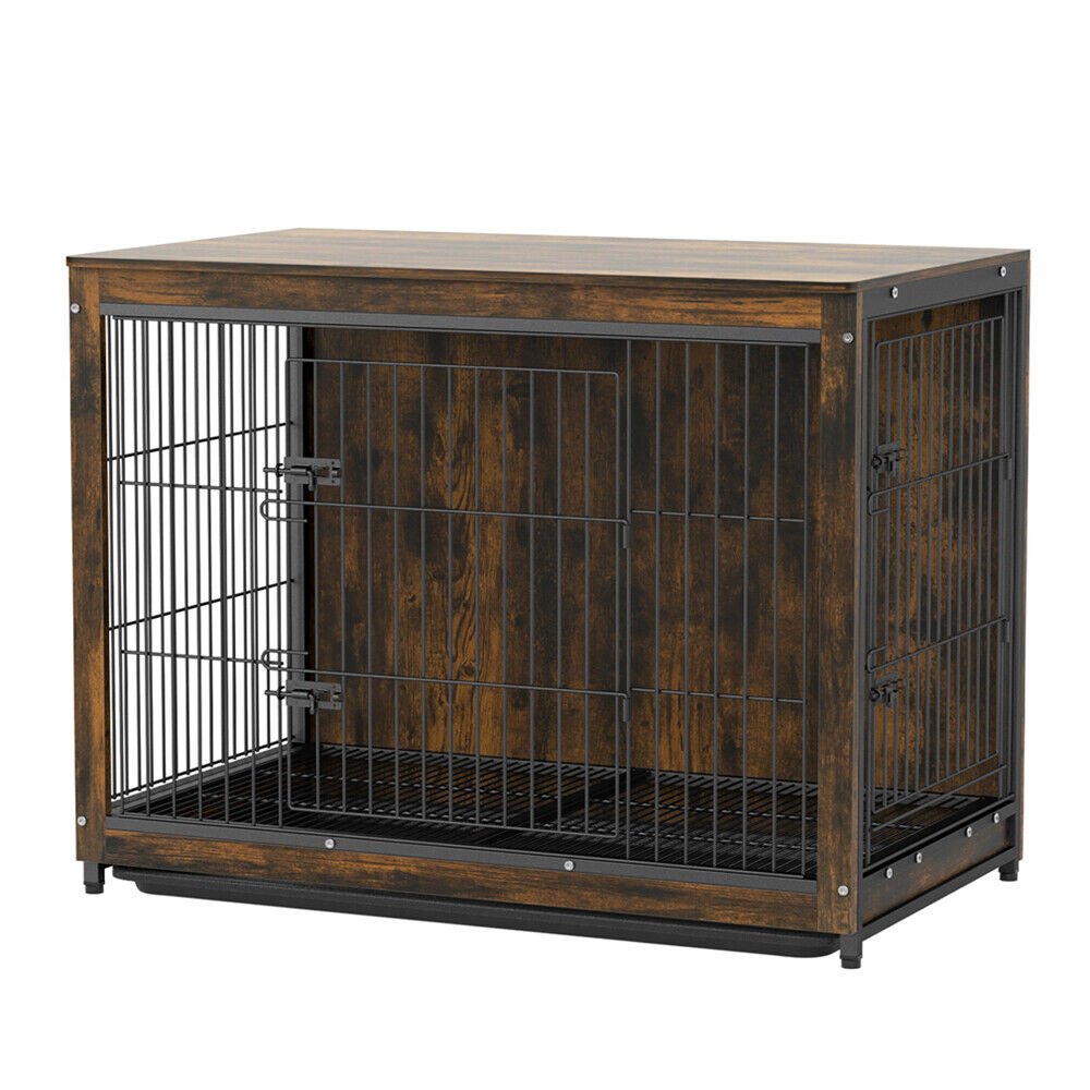 Large Wooden Dog Crate Kennel End Table Nightstand 100x59x74cm Pet Care > Dog Supplies > Dog Beds Woofy and Whiskers