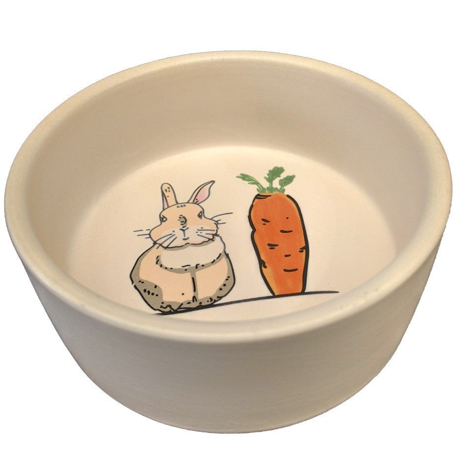 Lepets Frost Rabbit & Carrot Ceramic Bowl 13.5cm Pet Bowls, Feeders & Waterers Woofy and Whiskers