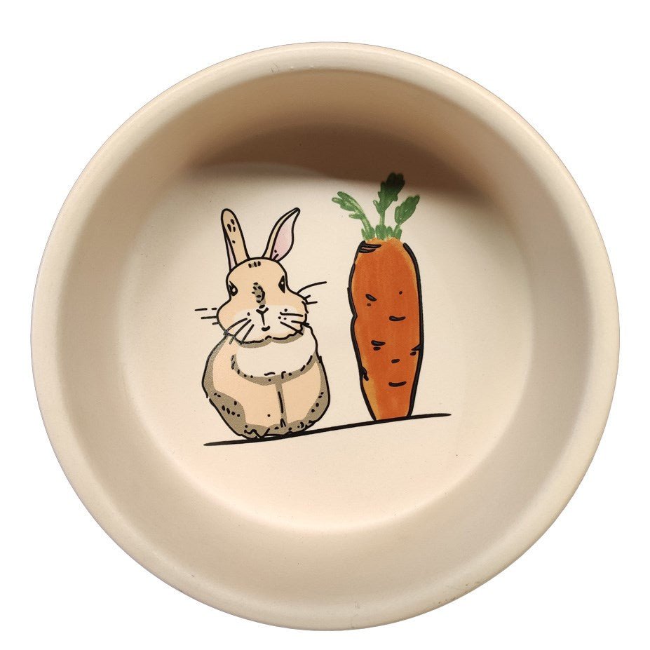 Lepets Frost Rabbit & Carrot Ceramic Bowl 13.5cm Pet Bowls, Feeders & Waterers Woofy and Whiskers