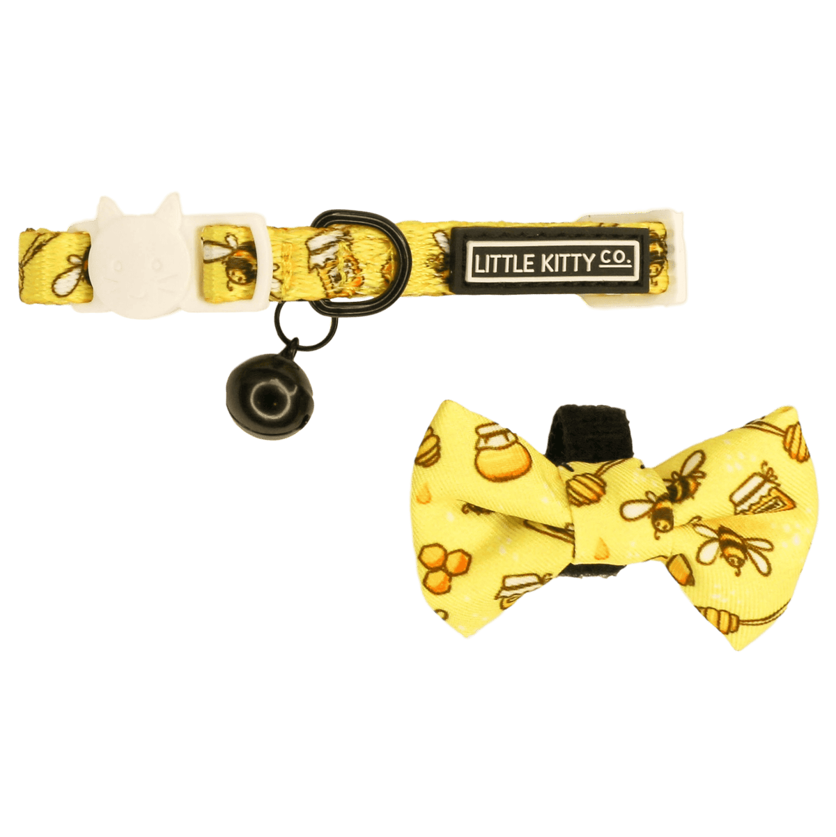 Little Kitty Co CAT COLLAR & BOW TIE: Bee-Hiving Little Kitty Co. XS