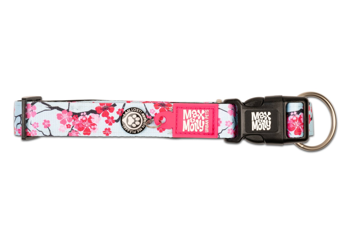 max and Molly smart Id Collar Cherry Bloom Dog Collar Max and Molly