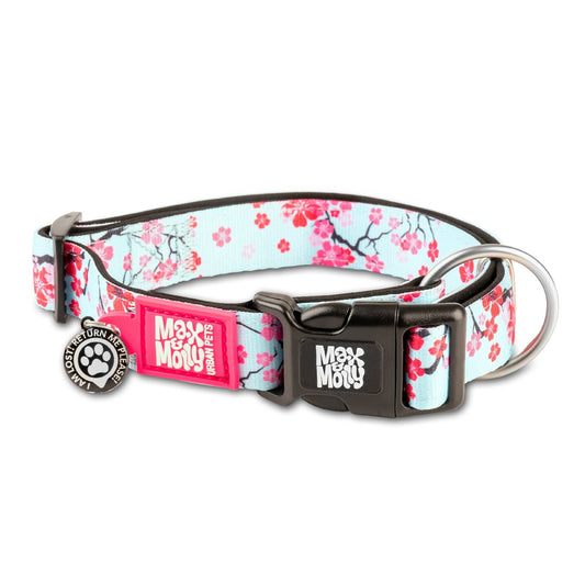 max and Molly smart Id Collar Cherry Bloom Dog Collar Max and Molly Small