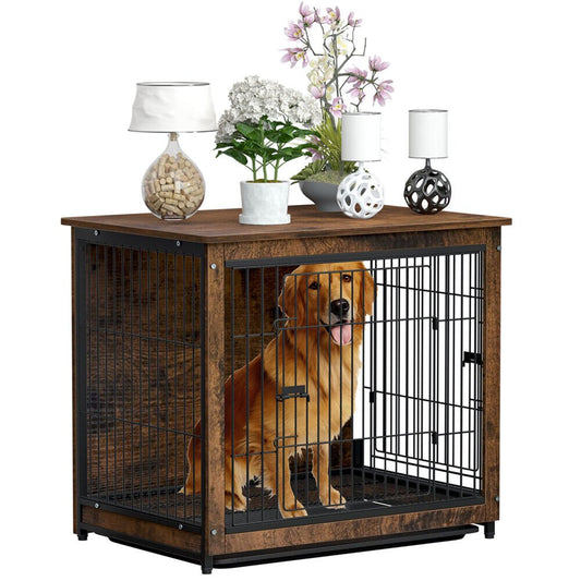 Medium Wooden Dog Crate Kennel 80.5x59x70cm End Table Nightstand Pet Care > Dog Supplies > Dog Beds Woofy and Whiskers