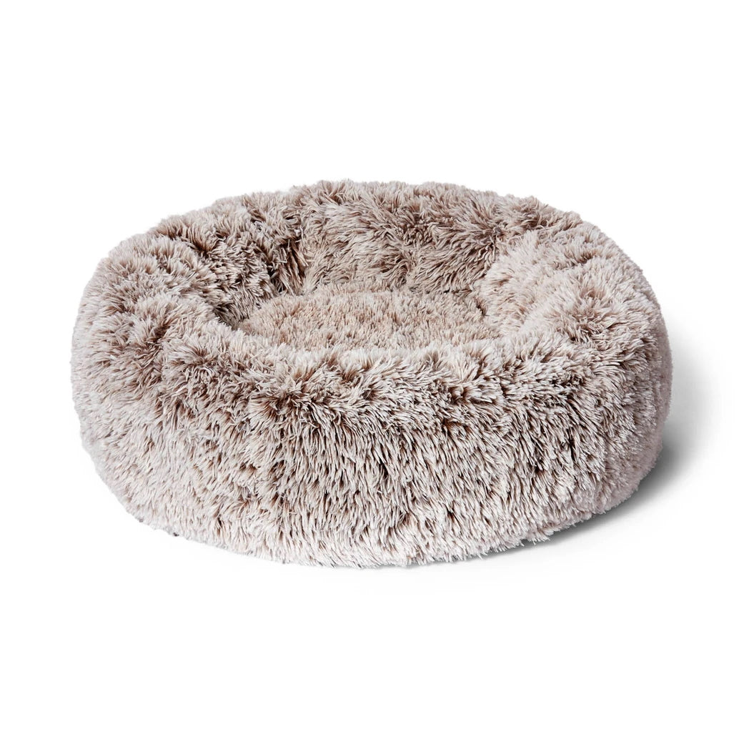 Snooza Calming Cuddler dog bed in Silver Fox mink fabric with plush, cozy interior for comfort and relaxation.