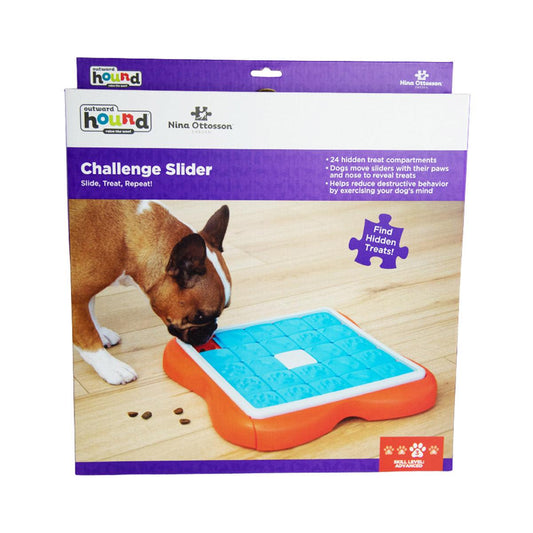 Nina Ottosson Challenge Slider Treat Dispensing Interactive Dog Game Level 3 Dog toys outward hound