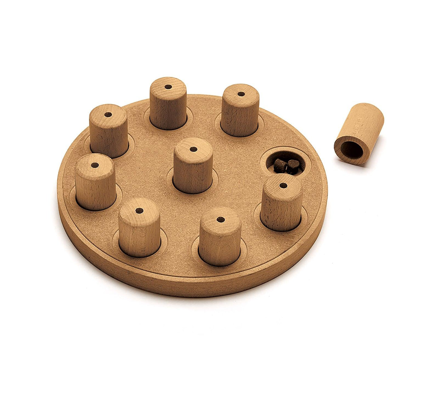 Nina Ottosson The Smart Interactive Treat Hiding Dog Toy – Orange interactive dog toy Nina Ottoson Nina Ottosson Smart Interactive Dog Toy in Wooden Composite -Natural
