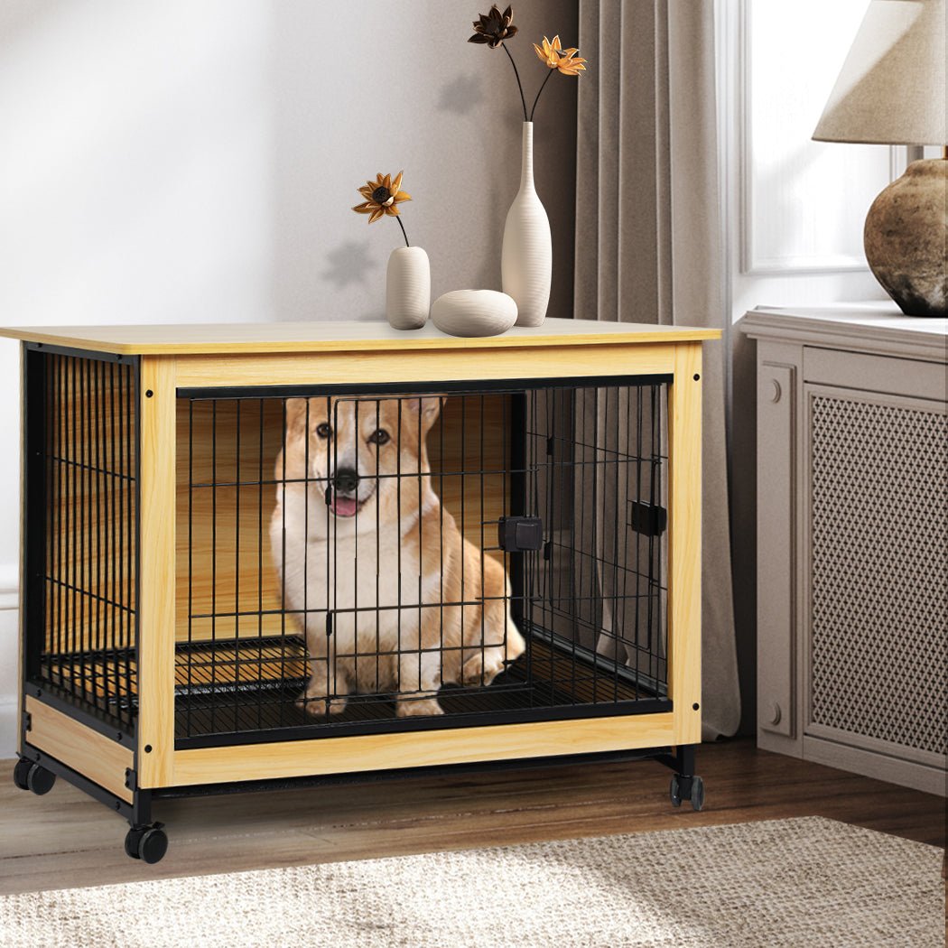PaWz Wooden Wire Dog Kennel Side End L Large Pet Crate PaWz