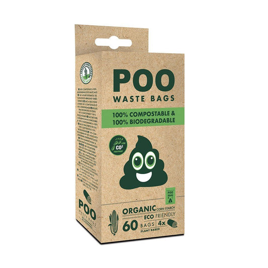 POO 100% Compostable & Biodegradable Waste Bags -60 bags Pet Waste Bags POO Scented