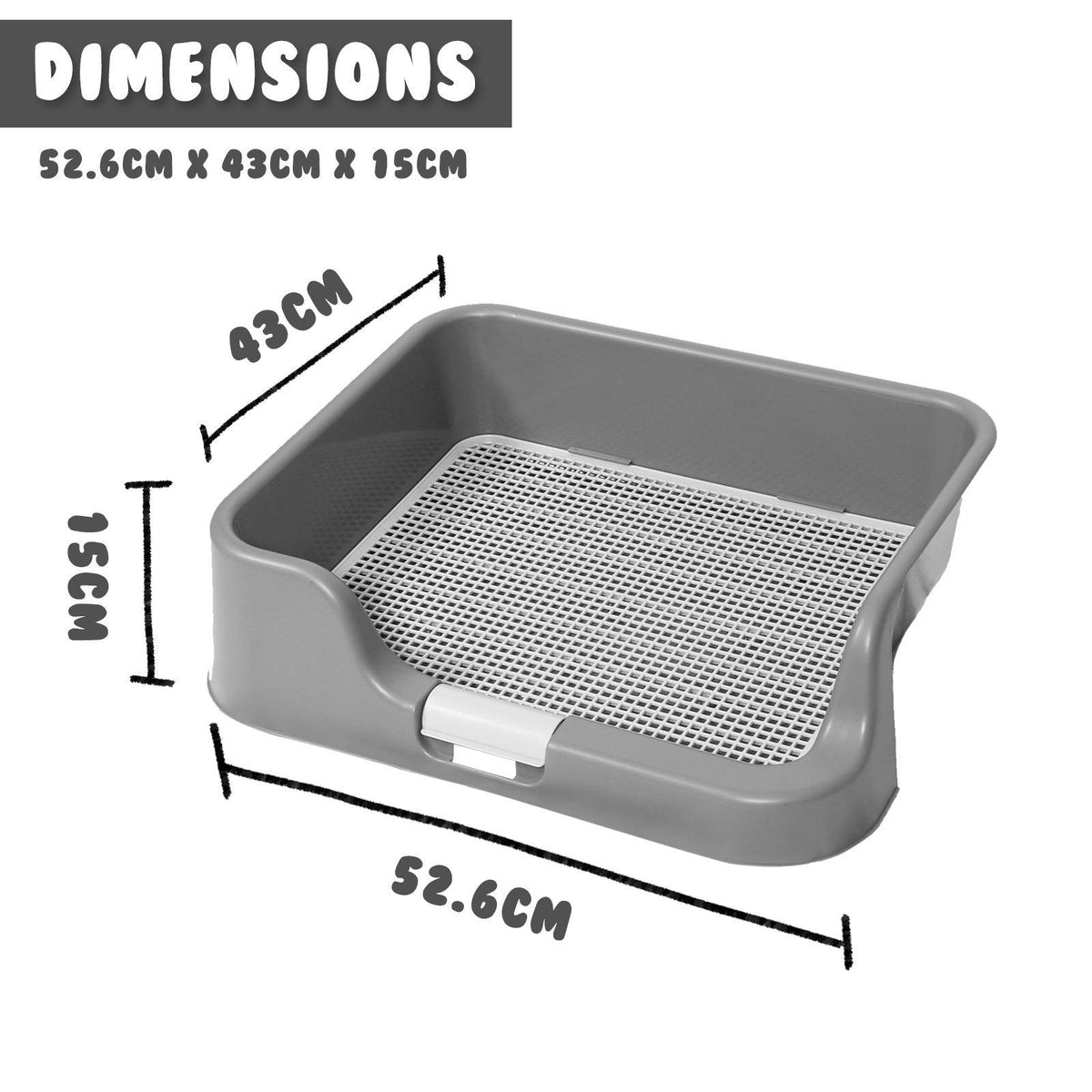 PS KOREA Grey Dog Pet Potty Tray Training Toilet Raised Walls T1 Pet Supplies PS KOREA