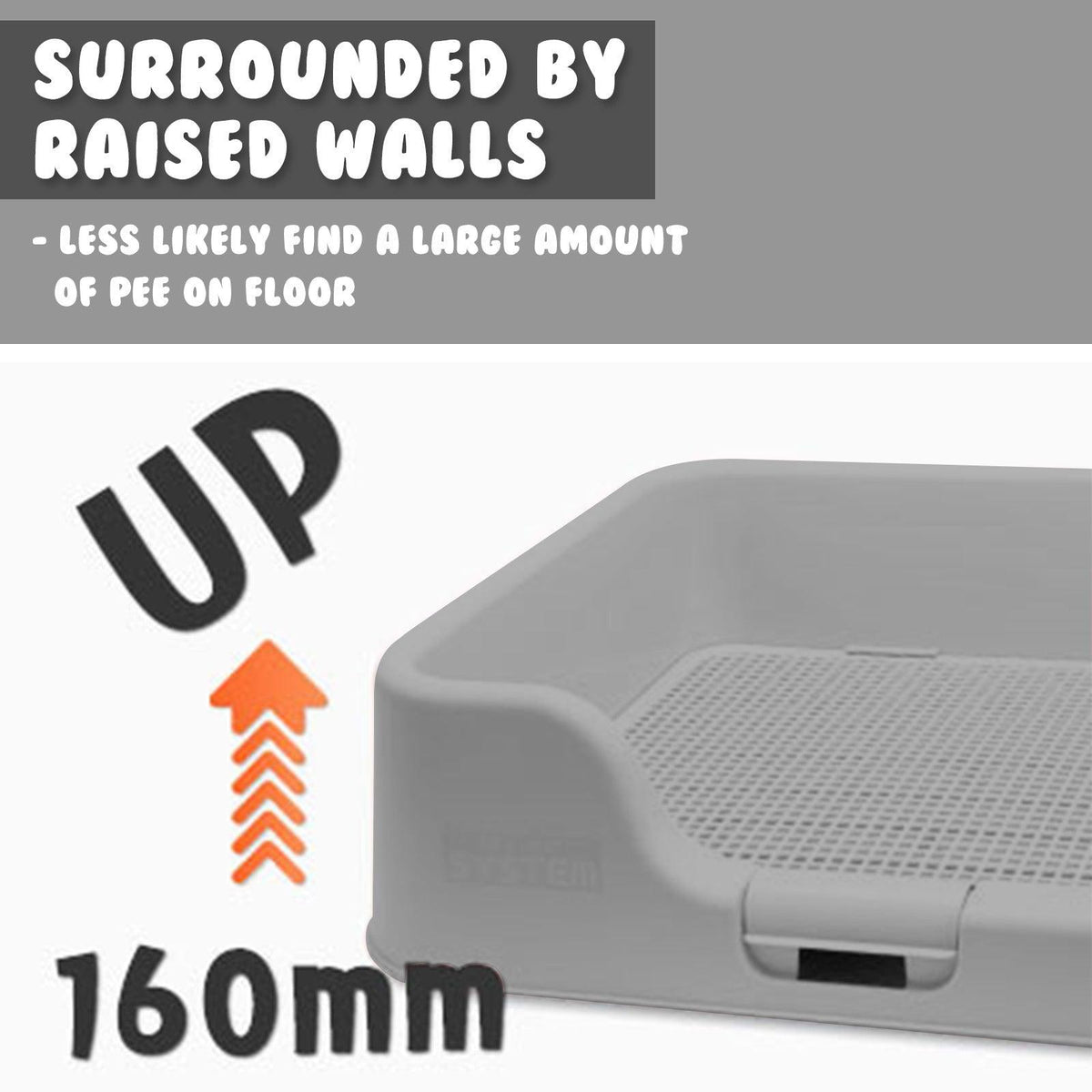 PS KOREA Grey Dog Pet Potty Tray Training Toilet Raised Walls T1 Pet Supplies PS KOREA