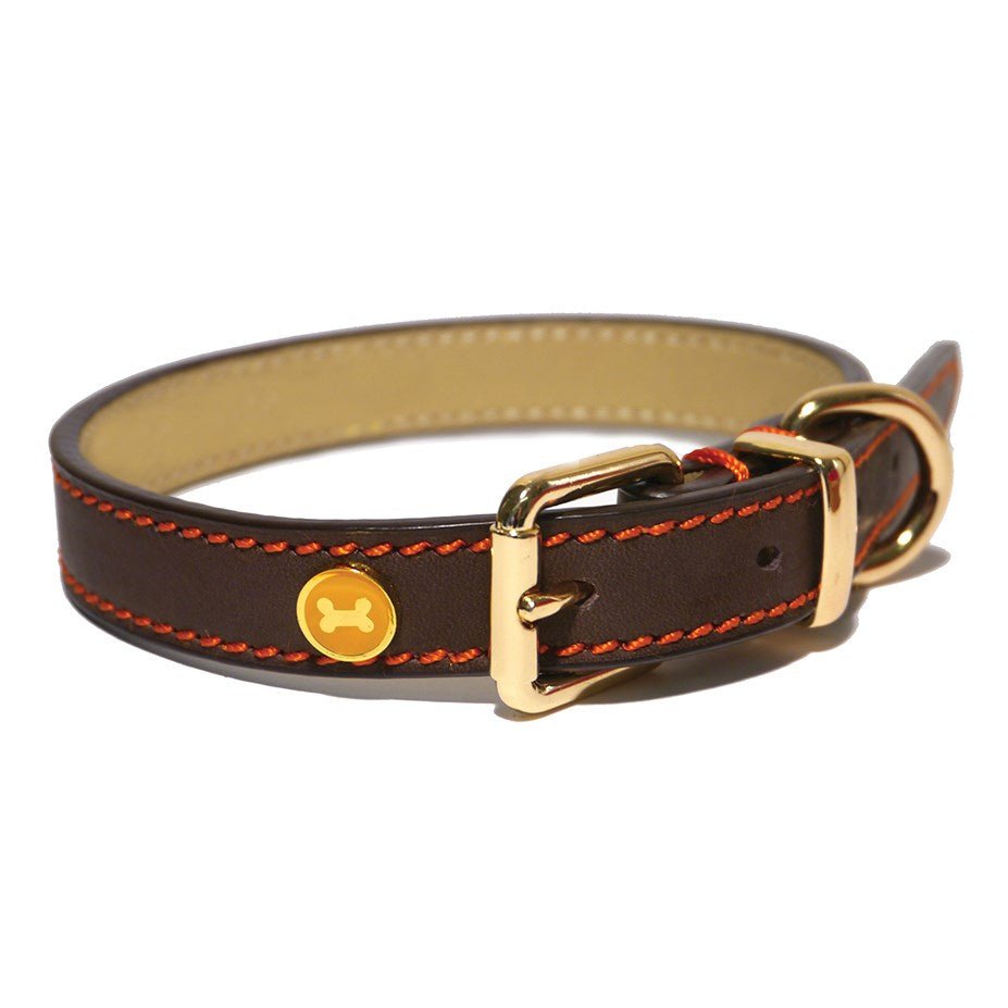 Rosewood BLACK LEATHER Dog COLLAR Dog Collar Rosewood Brown