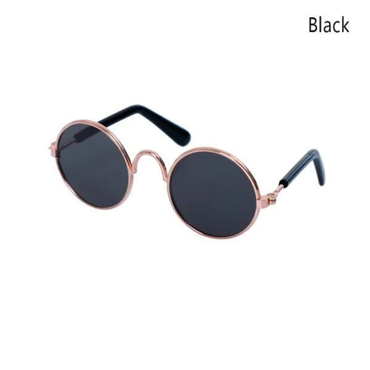 Round Fashion Dog Sunglasses pet sunglasses DoggyTopia Smal Black
