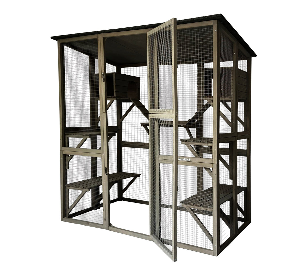 Samland Wooden Cat Cage Pet Care > Coops & Hutches > Small Animal Habitats & Cages Samland