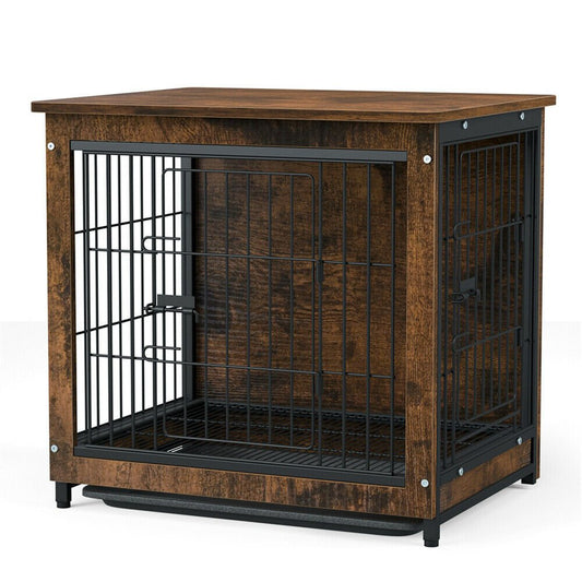 Small Wooden Dog Crate Indoor Kennel 63x51x59cm End Table Nightstand Pet Care > Dog Supplies > Dog Beds Woofy and Whiskers