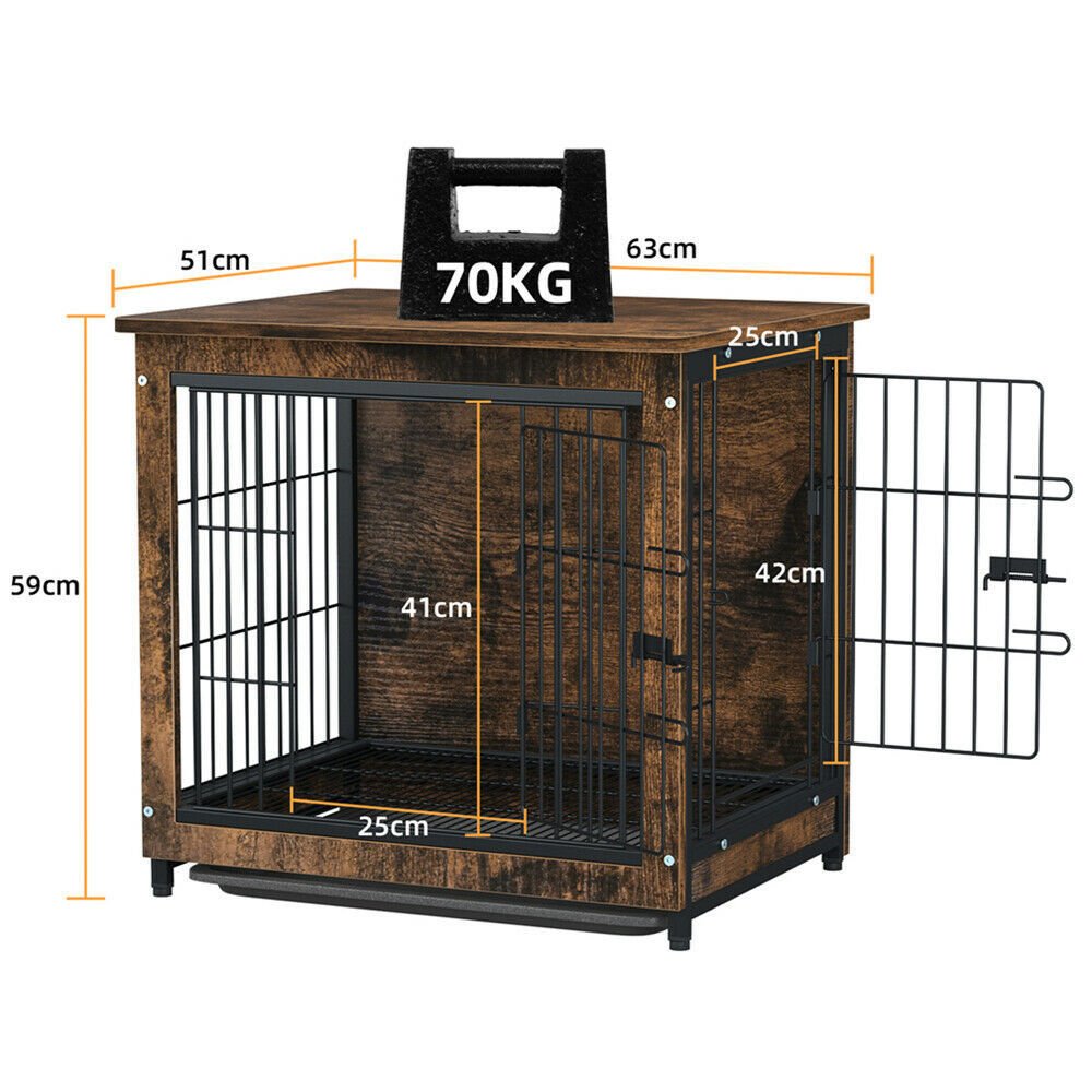 Small Wooden Dog Crate Indoor Kennel 63x51x59cm End Table Nightstand Pet Care > Dog Supplies > Dog Beds Woofy and Whiskers