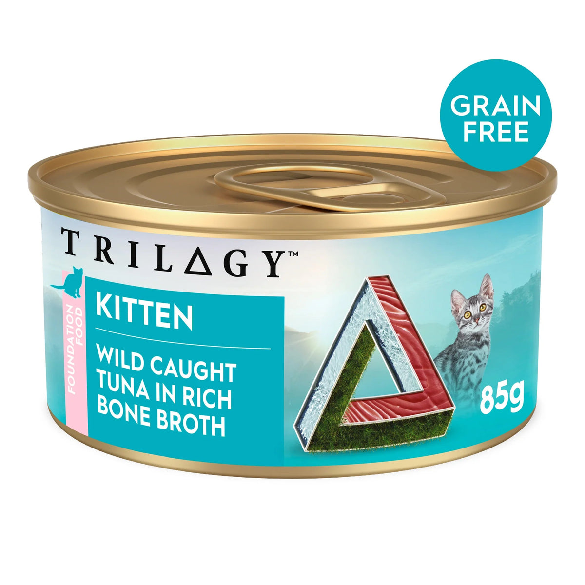 TRILOGY™ KITTEN WILD CAUGHT TUNA IN BONE BROTH 85G 24 tins Woofy and Whiskers Trilogy Wild Caught Tuna in Bone Broth