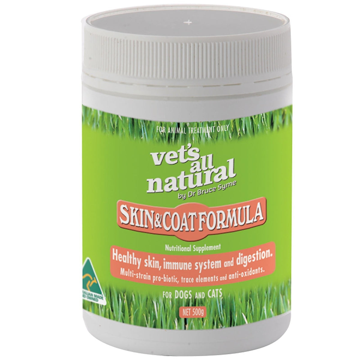 Vets All Natural Skin & Coat Support Powder with Omega 3 & Probiotics for Cats & Dogs - 500g Pet Vitamins & Supplements Vets All Natural