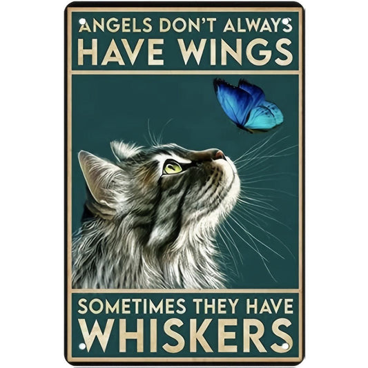 Vintage Tin Sign Angels with Whiskers not Wings customized Luxury Outlets
