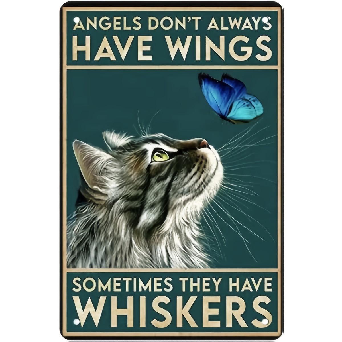 Vintage Tin Sign Angels with Whiskers not Wings customized Luxury Outlets