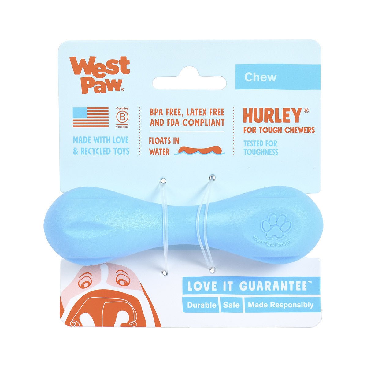 West Paw Hurley Fetch Toy for Tough Dogs - Ruby Red Dog toys West Paw Design X Small Blue