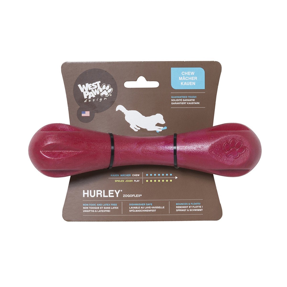 West Paw Hurley Fetch Toy for Tough Dogs - Ruby Red Dog toys West Paw Design