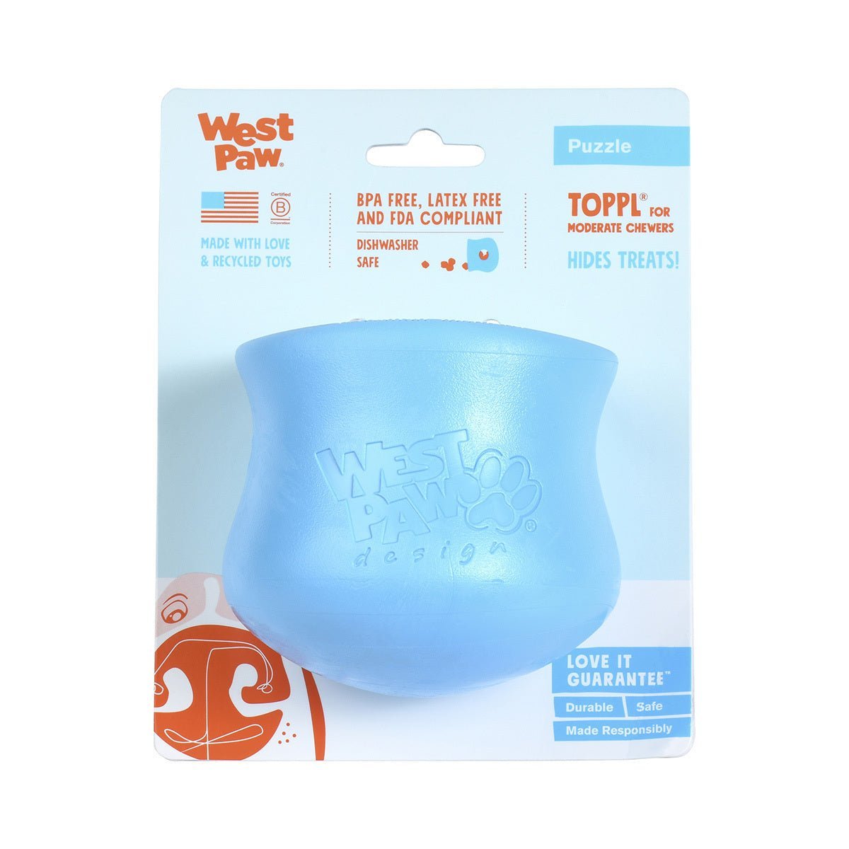 West Paw Toppl Treat Dispensing Wobbling Dog Toy & Food Bowl Dog toys West Paw Design