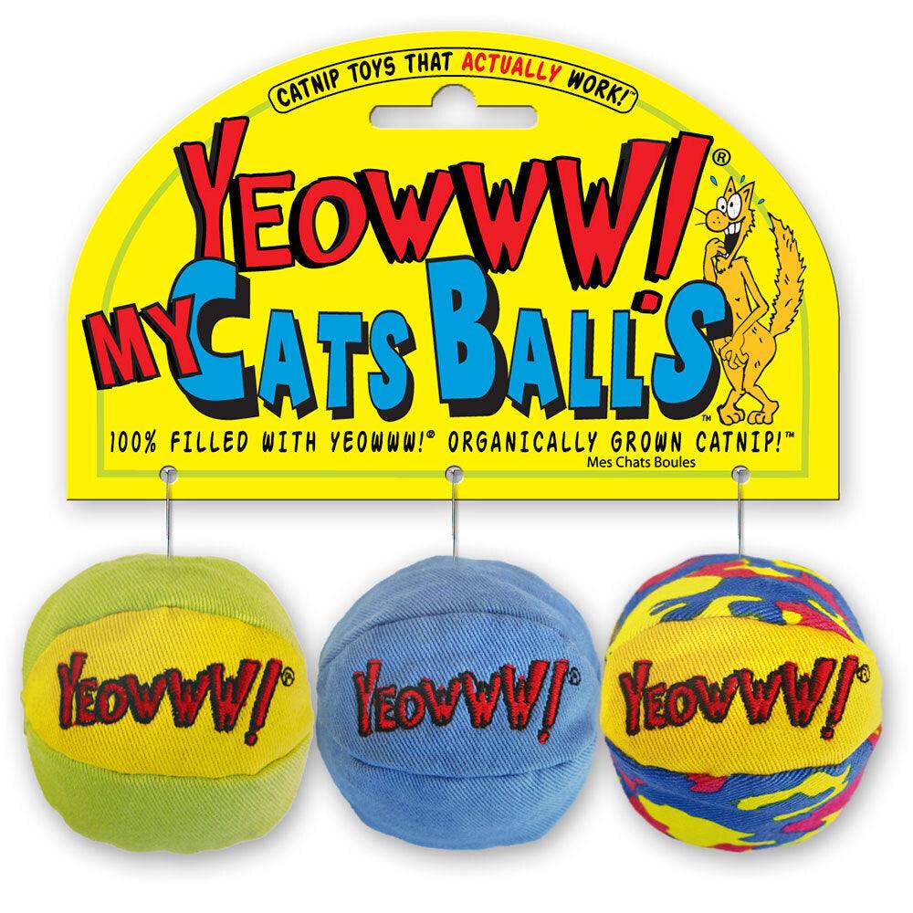 Yeowww! Cat Toys with Pure American Catnip - My Cat's Balls 3-Pack Cat Toys Yeowww