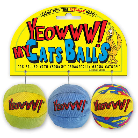 Yeowww! Cat Toys with Pure American Catnip - My Cat's Balls 3-Pack Cat Toys Yeowww