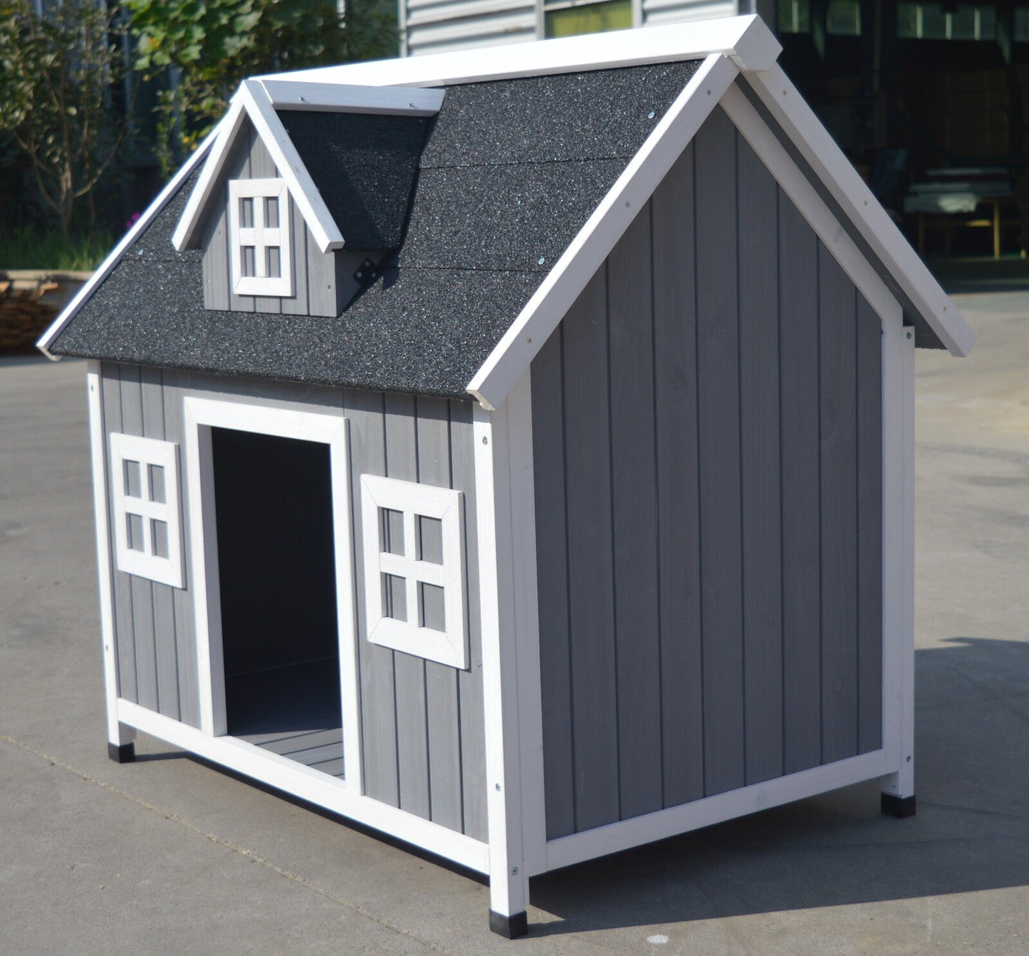 YES4PETS Grey Large Timber Pet Dog Puppy Wooden Cabin Kennel Timber House wooden dog kennel YES4PETS