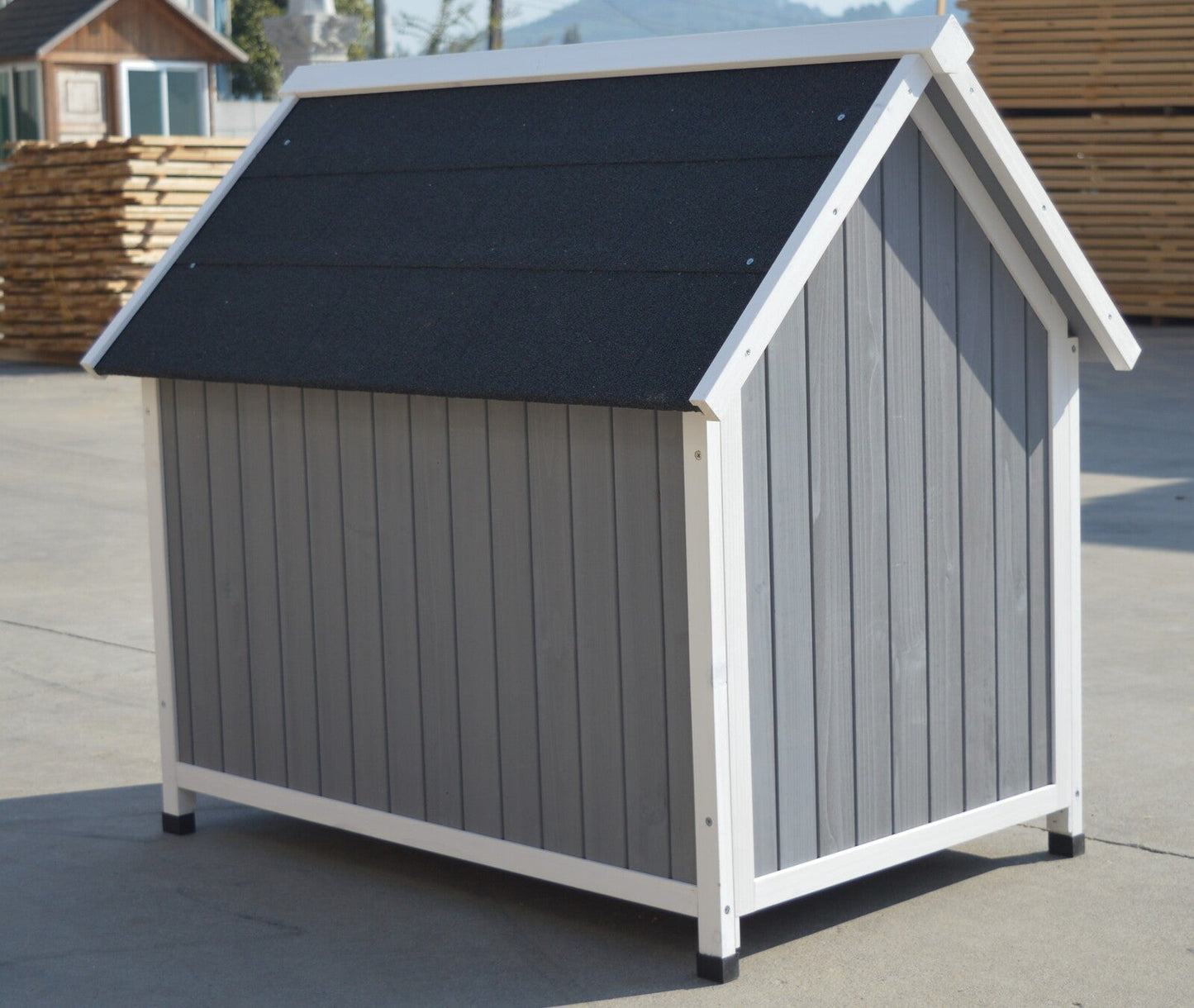 YES4PETS Grey Large Timber Pet Dog Puppy Wooden Cabin Kennel Timber House wooden dog kennel YES4PETS