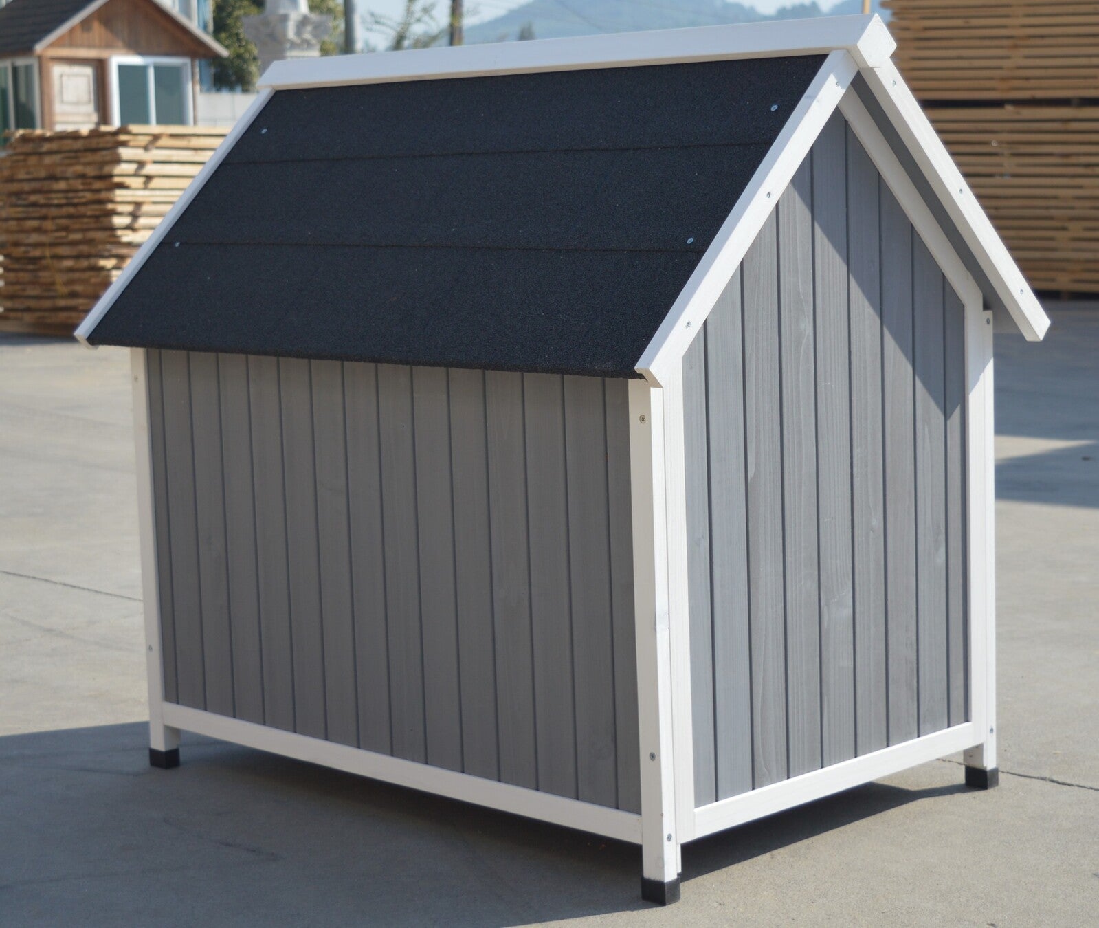 YES4PETS Grey Large Timber Pet Dog Puppy Wooden Cabin Kennel Timber House wooden dog kennel YES4PETS