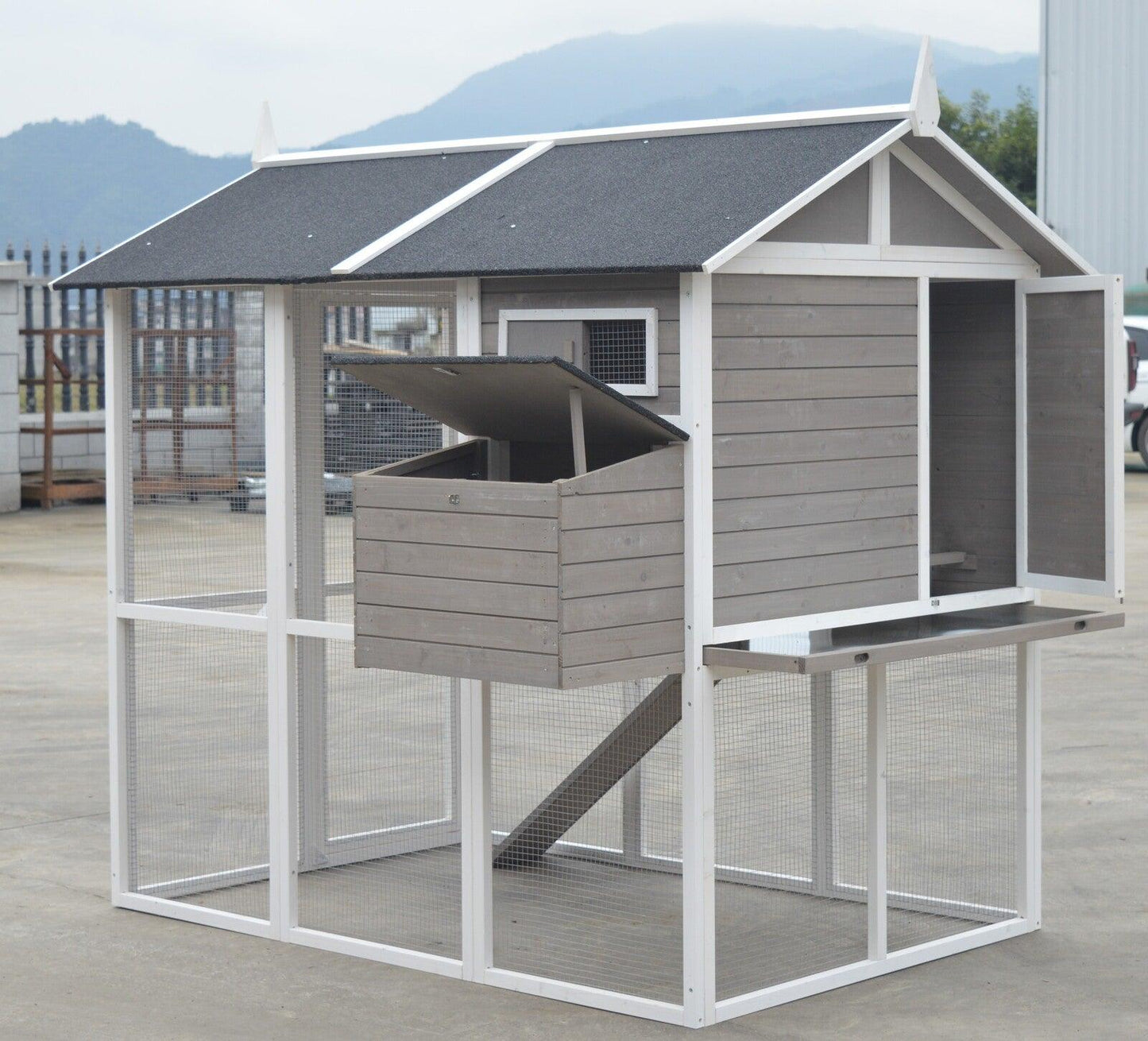 YES4PETS Grey XL Chicken Coop Rabbit Guinea Pig Hutch Ferret Hen Cat House Pet Care > Coops & Hutches YES4PETS