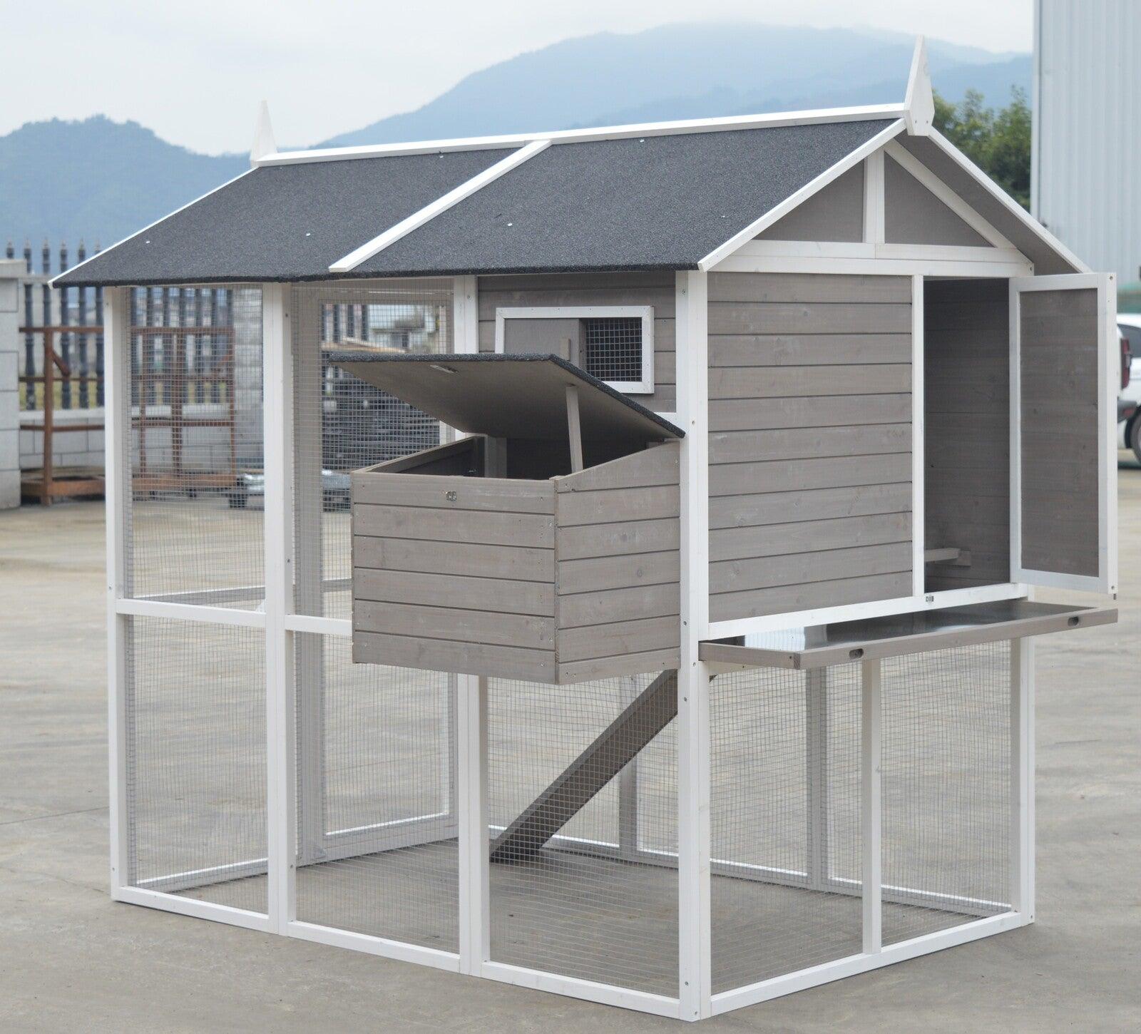 YES4PETS Grey XL Chicken Coop Rabbit Guinea Pig Hutch Ferret Hen Cat House Pet Care > Coops & Hutches YES4PETS