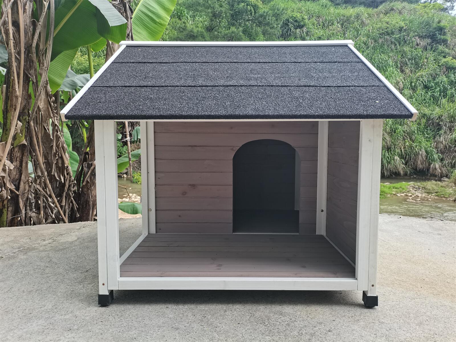 YES4PETS L Timber Pet Dog Kennel House Puppy Wooden Timber Cabin 130x105x100cm Grey wooden dog kennel YES4PETS